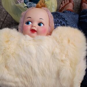 1950's Rabbit Fur Hand Warmer Muff For Kids